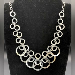 Silver rings, cluster necklace, N119